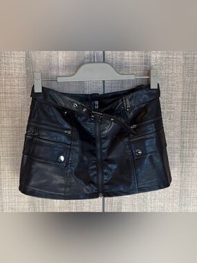 Edikted Faux Leather Cargo Mini Skirt